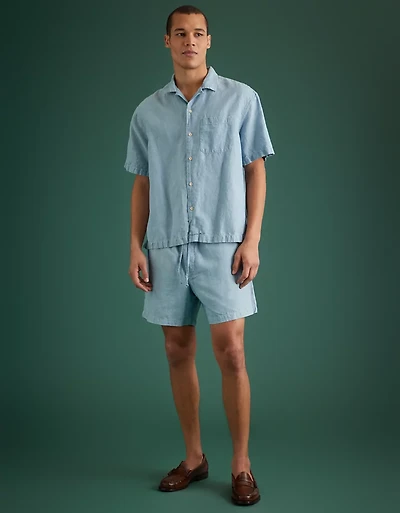 Short à ceinture élastique en chambray haut de gamme AE77