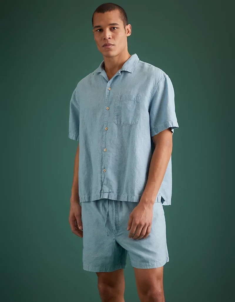 Short à ceinture élastique en chambray haut de gamme AE77