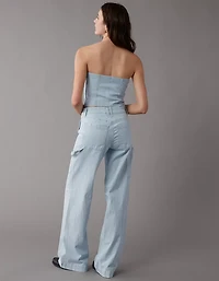 Haut court en denim chemin de fer AE