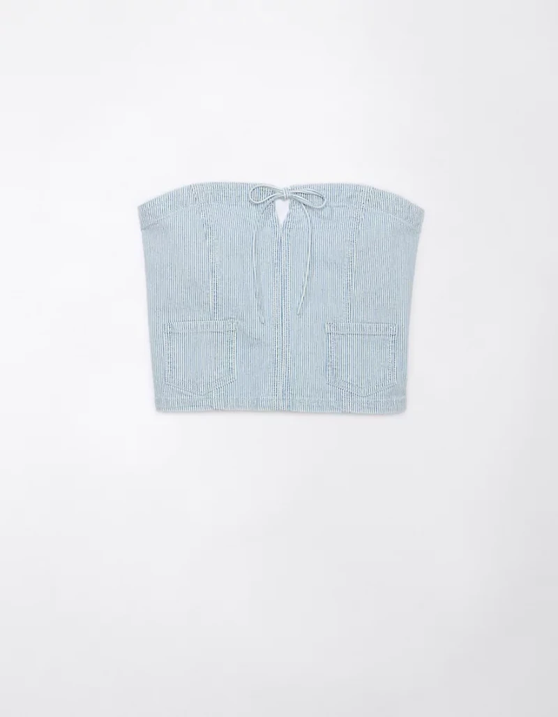 Haut court en denim chemin de fer AE