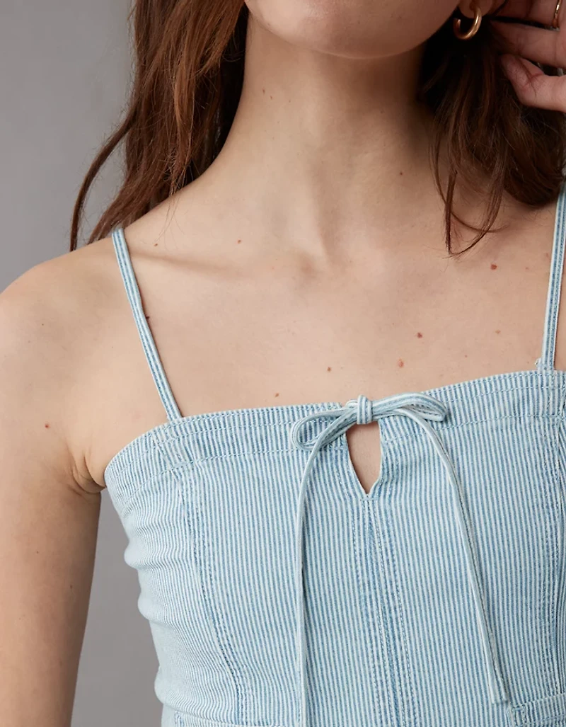 Haut court en denim chemin de fer AE
