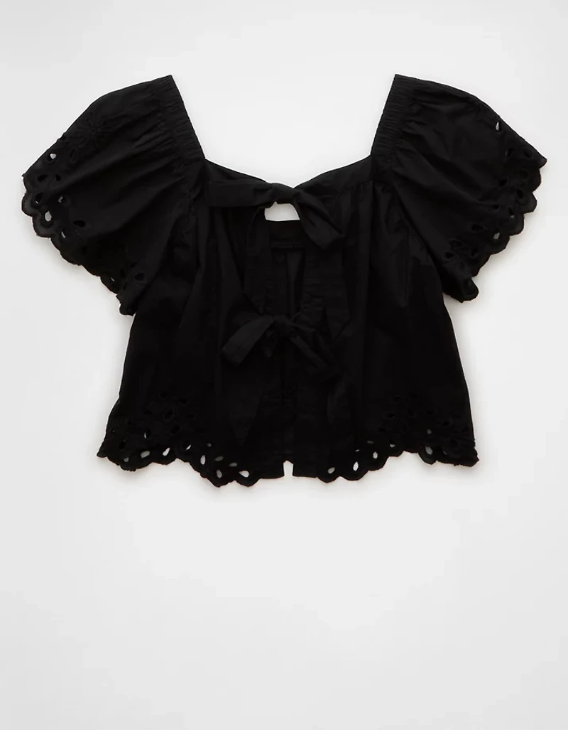 AE Tie Back Eyelet Crop Top