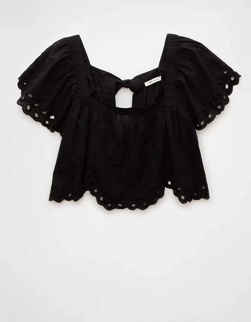 AE Tie Back Eyelet Crop Top