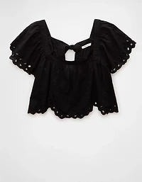 AE Tie Back Eyelet Crop Top