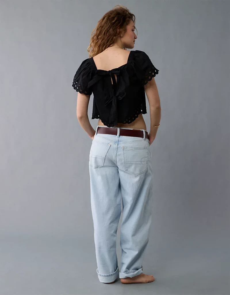 AE Tie Back Eyelet Crop Top