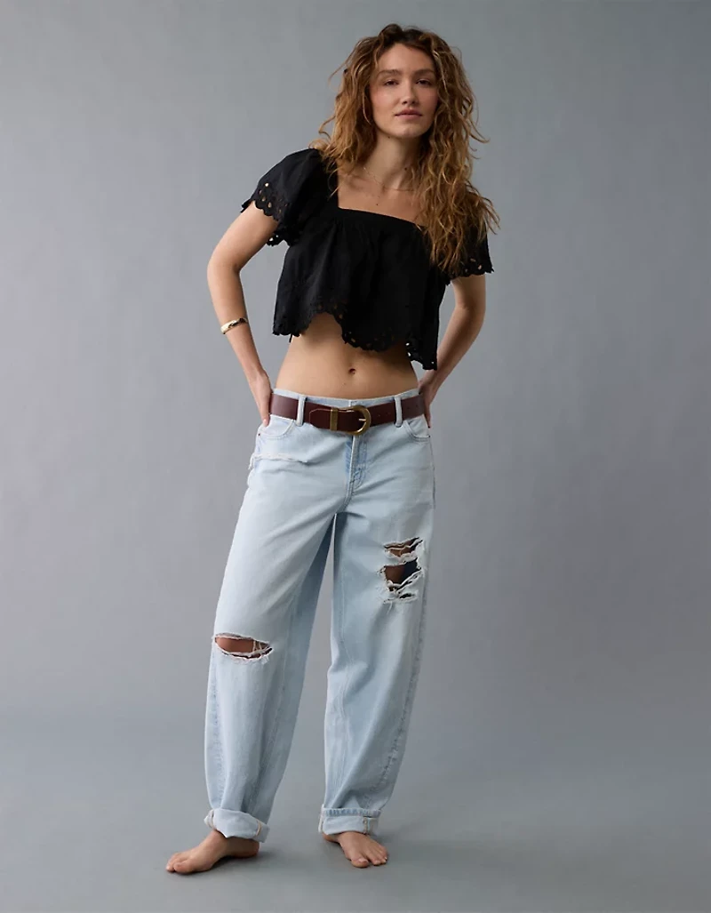 AE Tie Back Eyelet Crop Top
