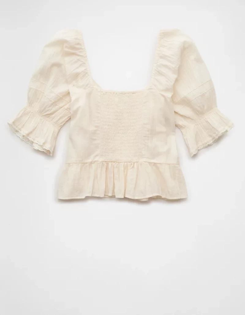 AE Puff Sleeve Pintuck Blouse