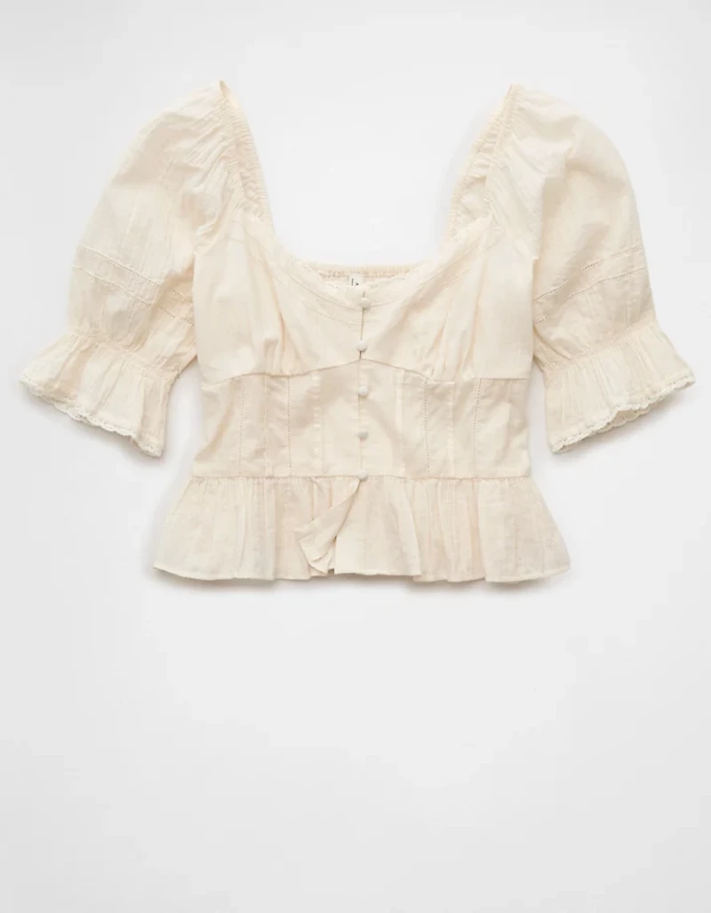 AE Puff Sleeve Pintuck Blouse