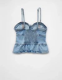 AE Denim Strapless Peplum Shirt