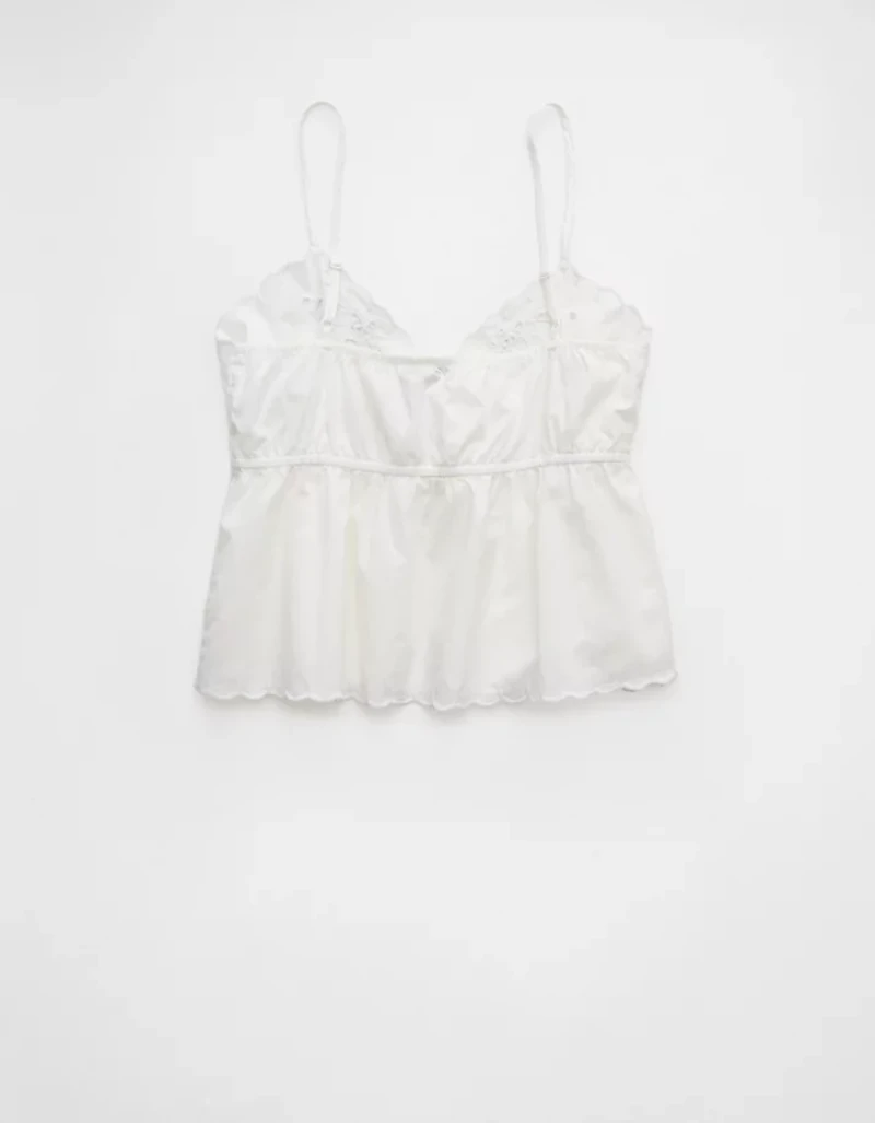 AE Tie Front Embroidered Tank Top