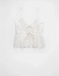 AE Tie Front Embroidered Tank Top