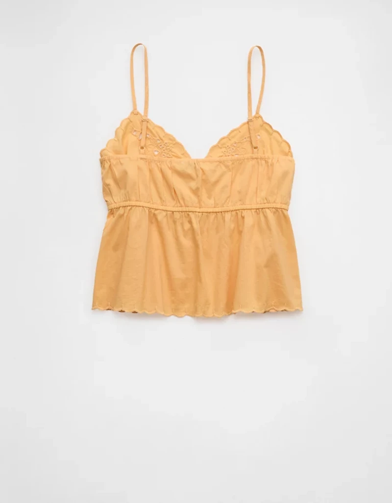 AE Tie Front Embroidered Tank Top