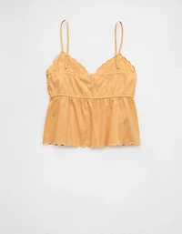 AE Tie Front Embroidered Tank Top