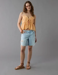 AE Tie Front Embroidered Tank Top