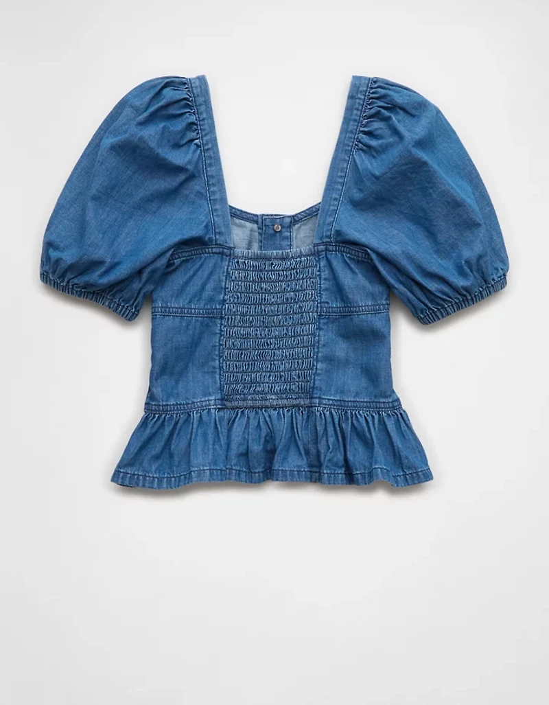 AE Denim Puff Sleeve Shirt