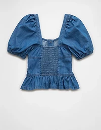 AE Denim Puff Sleeve Shirt