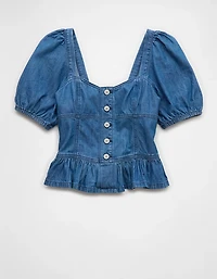 AE Denim Puff Sleeve Shirt