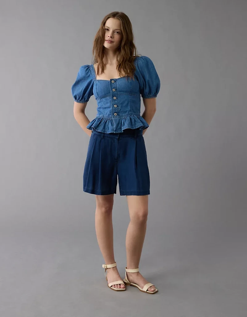 AE Denim Puff Sleeve Shirt