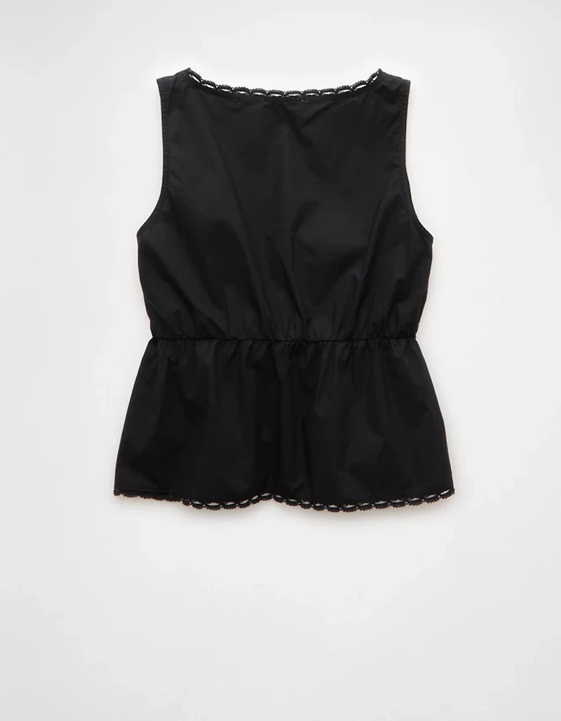 AE Tie Front Scoop Neck Flyaway Tank Top