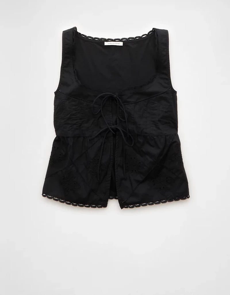 AE Tie Front Scoop Neck Flyaway Tank Top