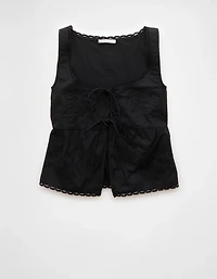 AE Tie Front Scoop Neck Flyaway Tank Top