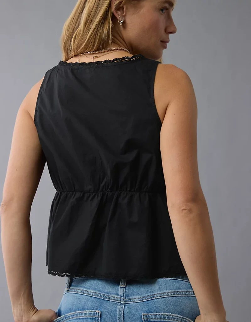 AE Tie Front Scoop Neck Flyaway Tank Top