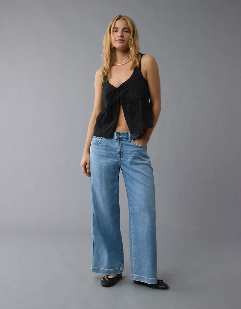 AE Tie Front Scoop Neck Flyaway Tank Top