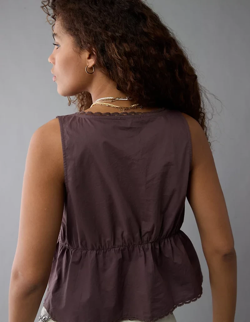 AE Tie Front Scoop Neck Flyaway Tank Top