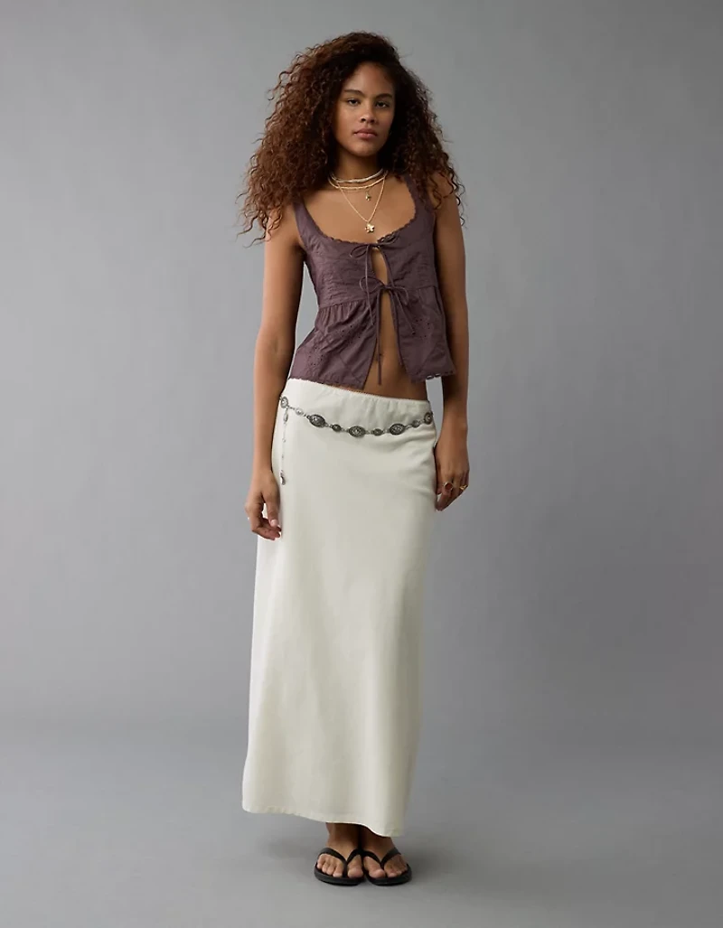 AE Tie Front Scoop Neck Flyaway Tank Top