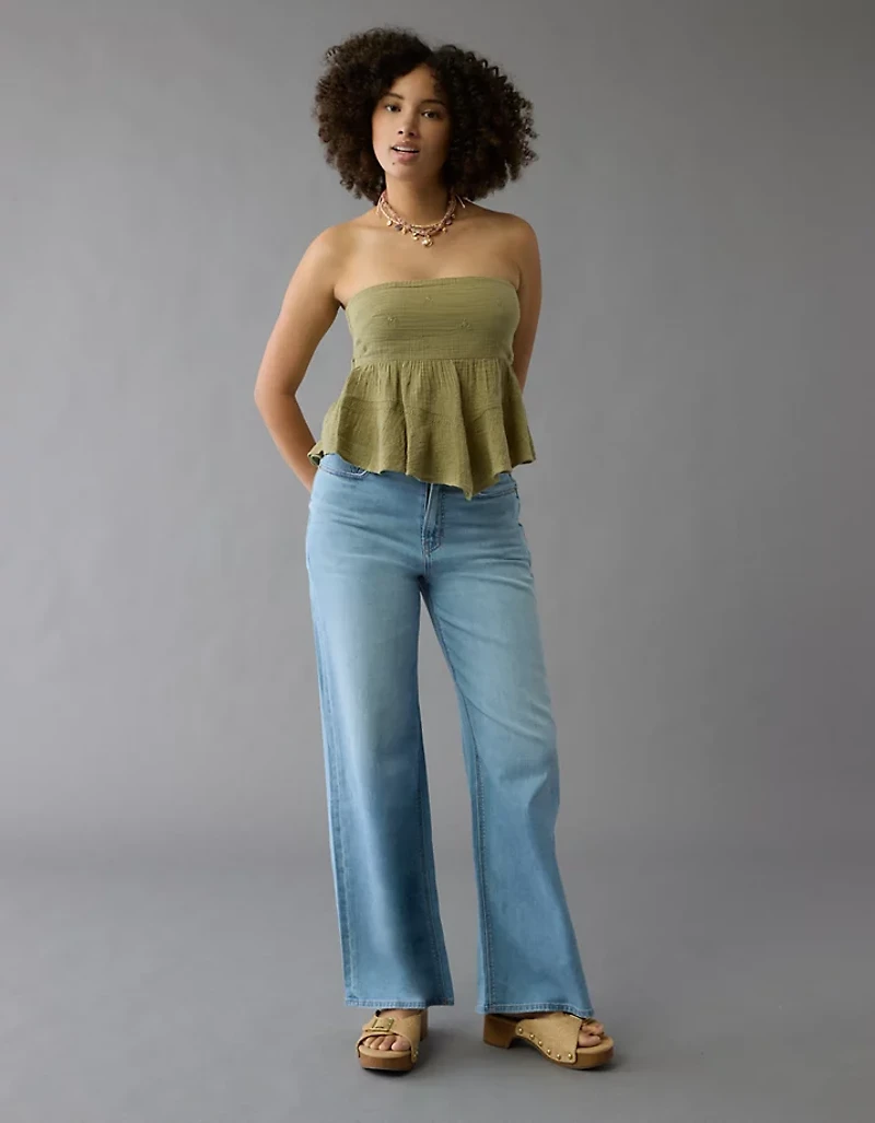 AE Embroidered Babydoll Tube Top