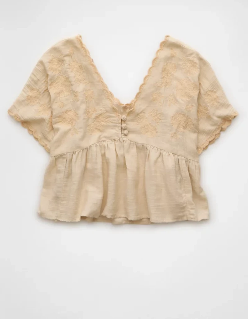 Blouse brodée à encolure en V AE