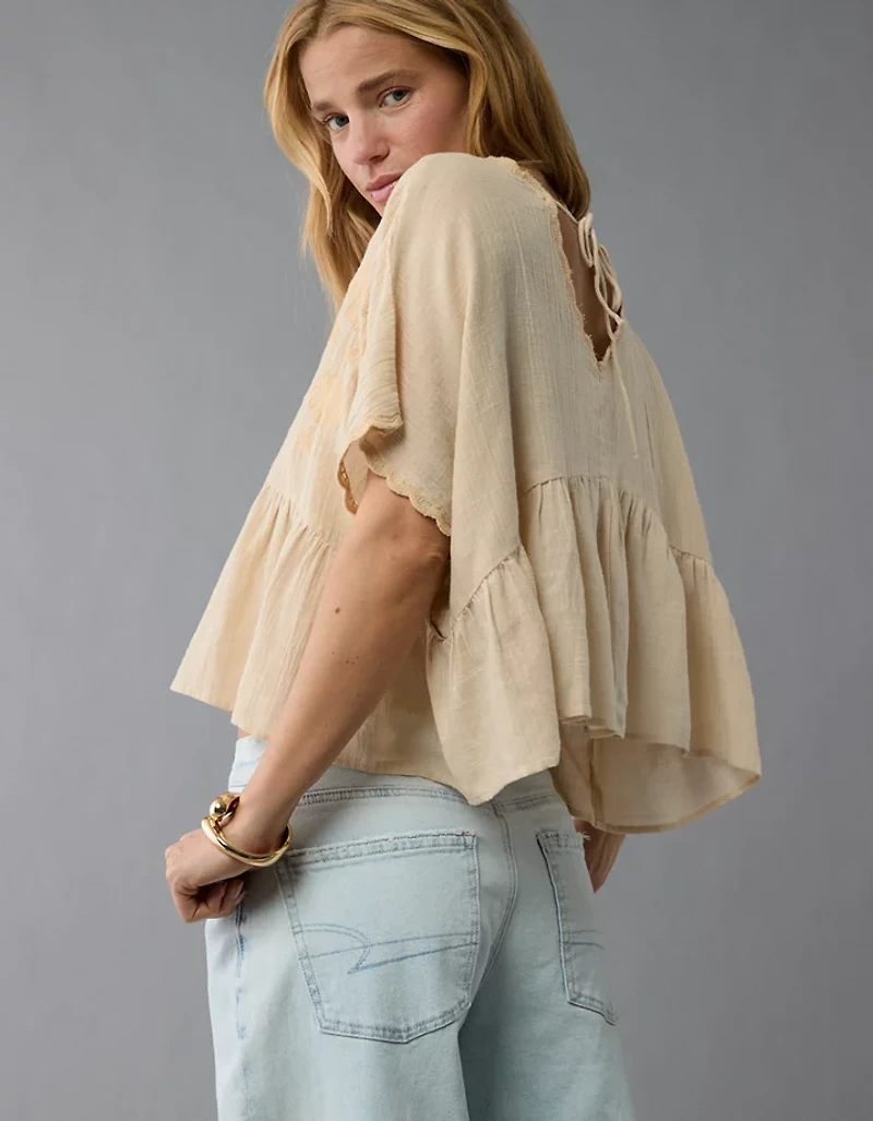 AE V-Neck Embroidered Blouse