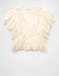 Blouse à volants avec encolure crantée AE
