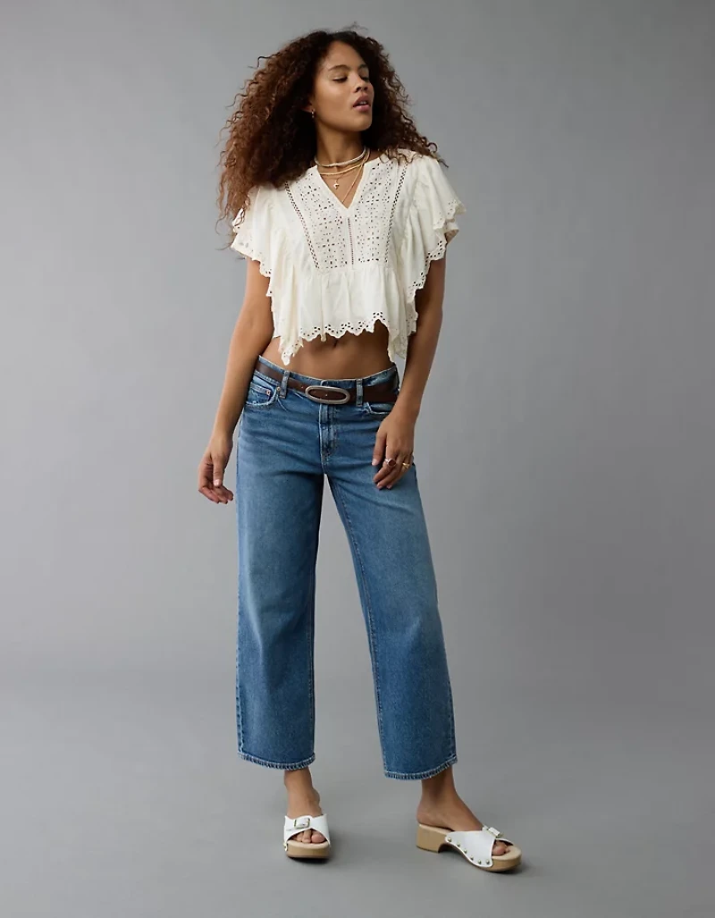 Blouse à volants avec encolure crantée AE