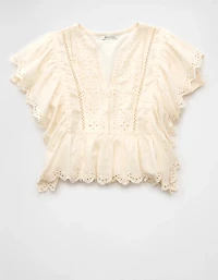 Blouse à volants avec encolure crantée AE
