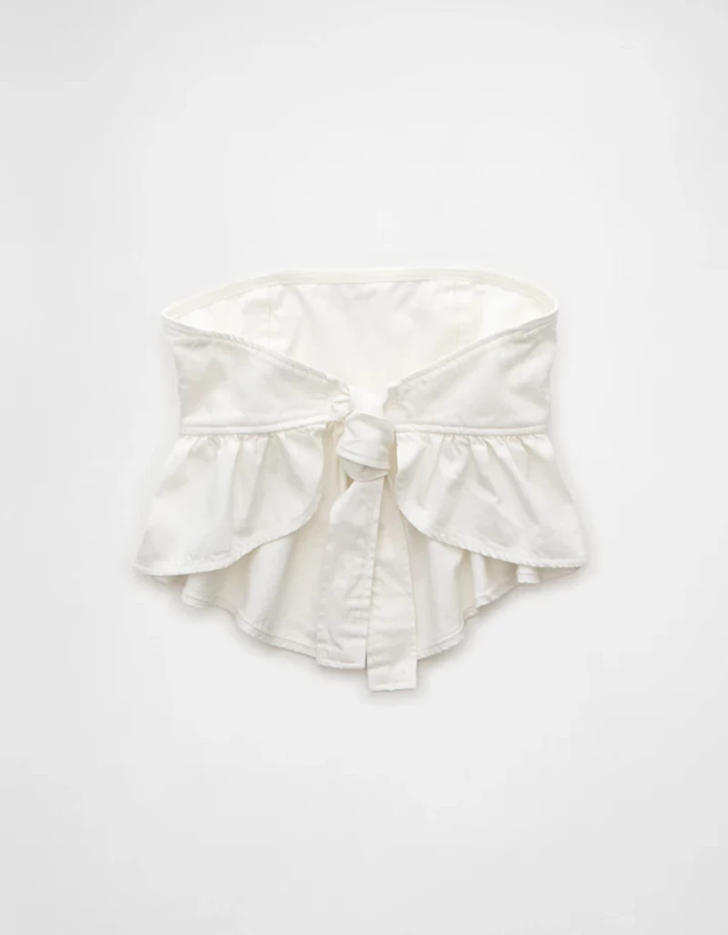 AE Denim Strapless Tie Back Babydoll Top