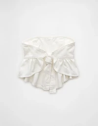 AE Denim Strapless Tie Back Babydoll Top