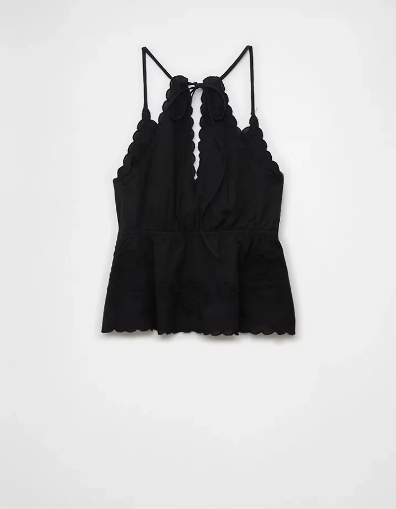 AE V-Neck Embroidered Halter Top