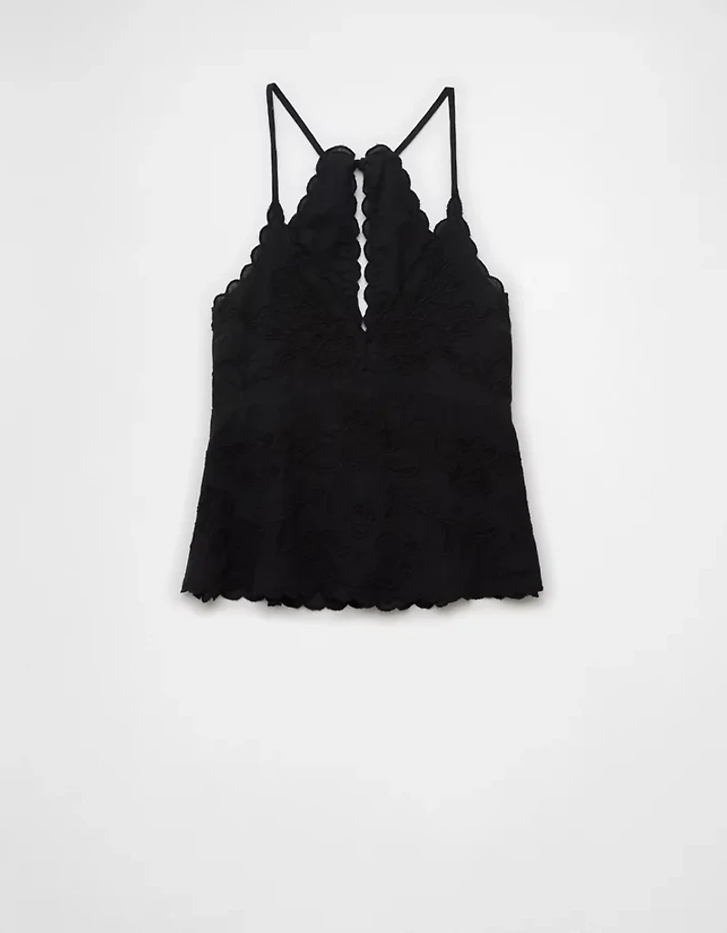 AE V-Neck Embroidered Halter Top