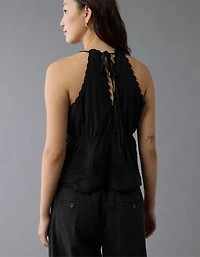 AE V-Neck Embroidered Halter Top