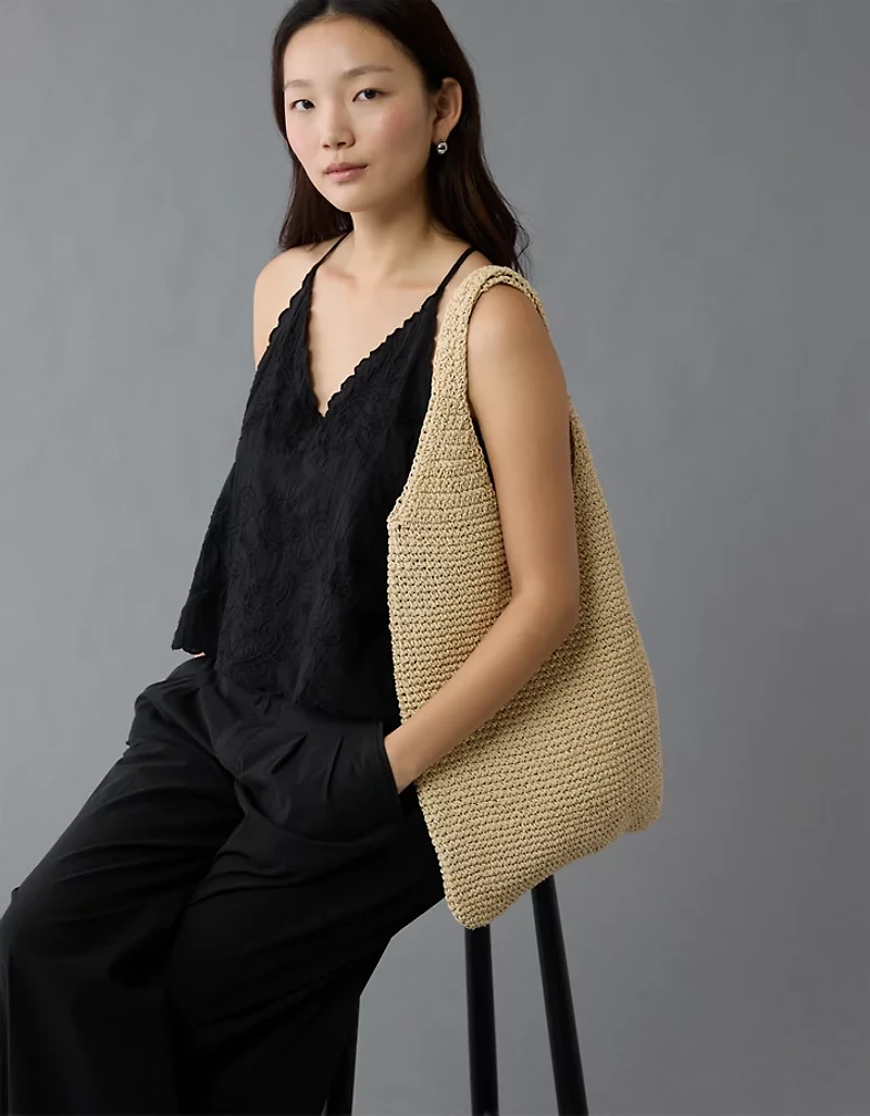 AE V-Neck Embroidered Halter Top