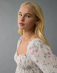 AE Long-Sleeve Smocked Babydoll Blouse
