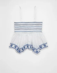 Bustier tubulaire nuisette à smocks et ourlet en pointes AE