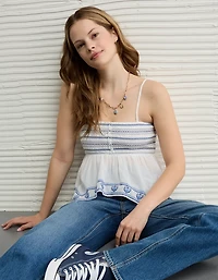 Bustier tubulaire nuisette à smocks et ourlet en pointes AE