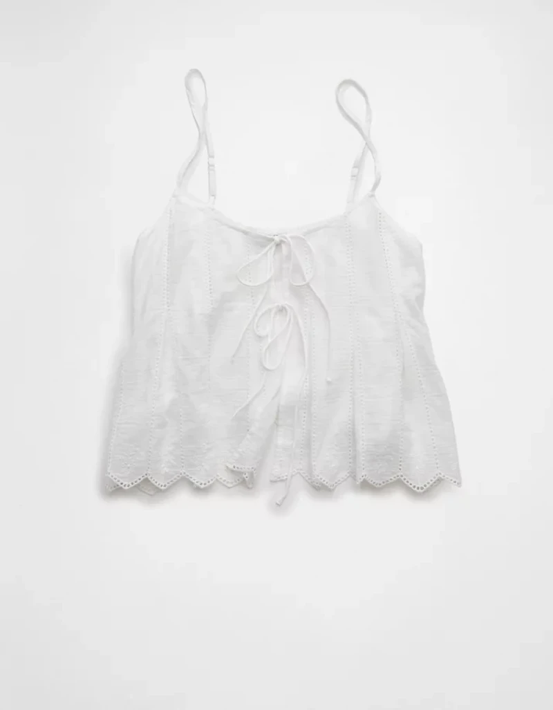 Camisole nervurée nouée à l’avant AE