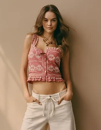 AE Eyelet Crop Top