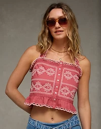 AE Eyelet Crop Top