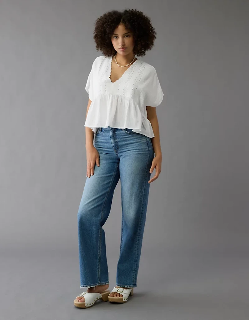 Blouse brodée à paillettes avec encolure en V AE