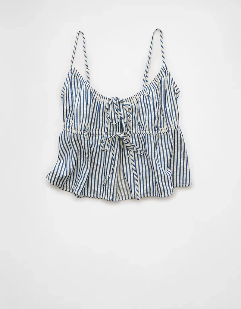 Camisole en crépon de coton nouée à l’avant AE