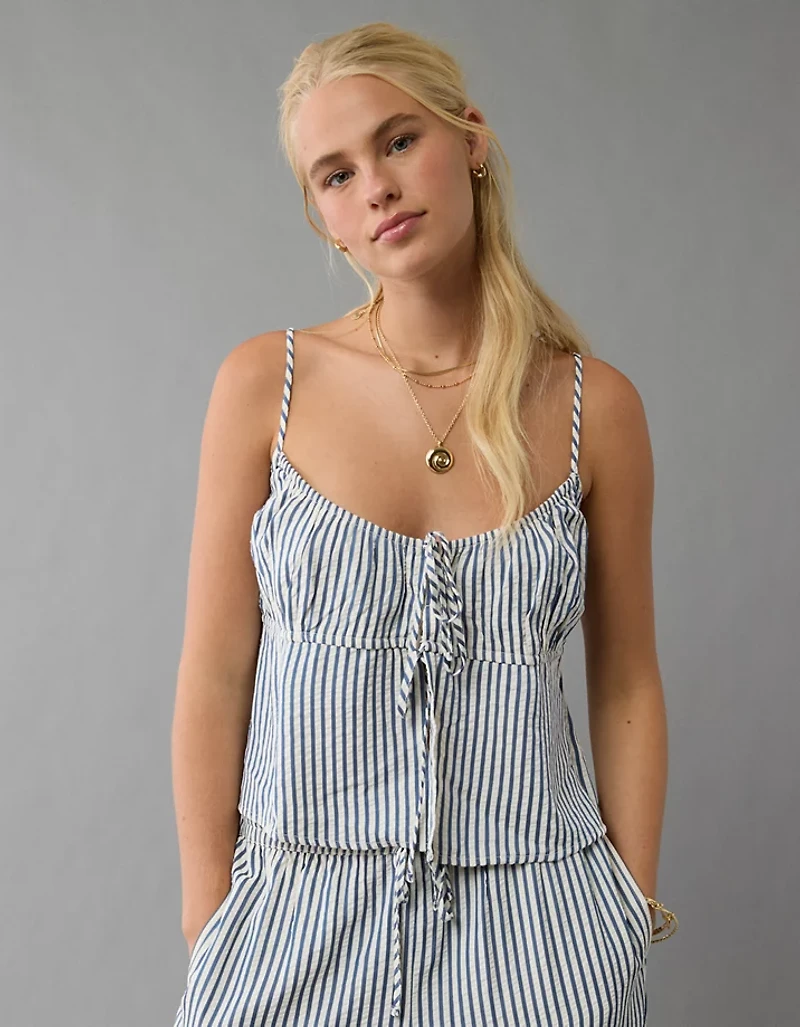 Camisole en crépon de coton nouée à l’avant AE
